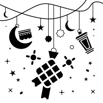 Vector Ramadan kareem element background decorative design black and white .. Stock Illustration