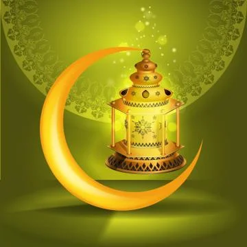 Vector Ramadan kareem vector greetings design with lantern or fanoos mock up Stock Illustration