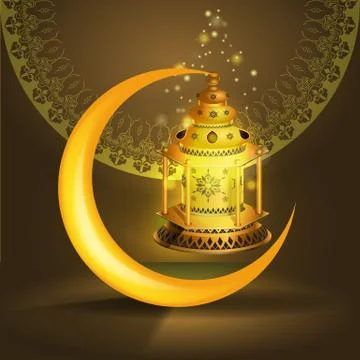 Vector Ramadan kareem vector greetings design with lantern or fanoos mock up Stock Illustration