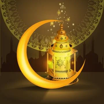 Vector Ramadan kareem vector greetings design with lantern or fanoos mock up Stock Illustration