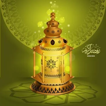Vector Ramadan kareem vector greetings design with lantern or fanoos mock up Stock Illustration