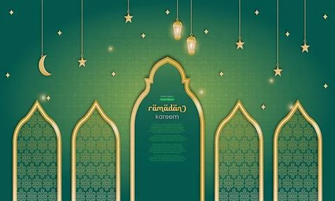 Vector ramadan night green sparkling full of stars Stock Illustration
