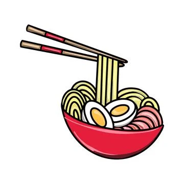 Vector Ramen Flat Design Japan Icon. Stock Illustration