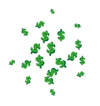 Vector random 3d dollar on white background Stock Illustration