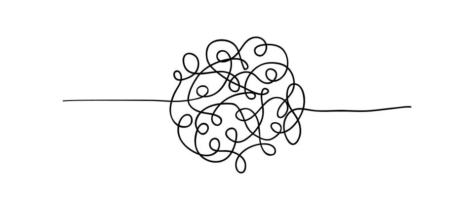 Vector random chaotic lines isolated on white background. Stock Illustration