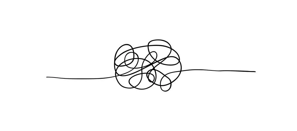 Vector random chaotic lines isolated on white background. Stock Illustration