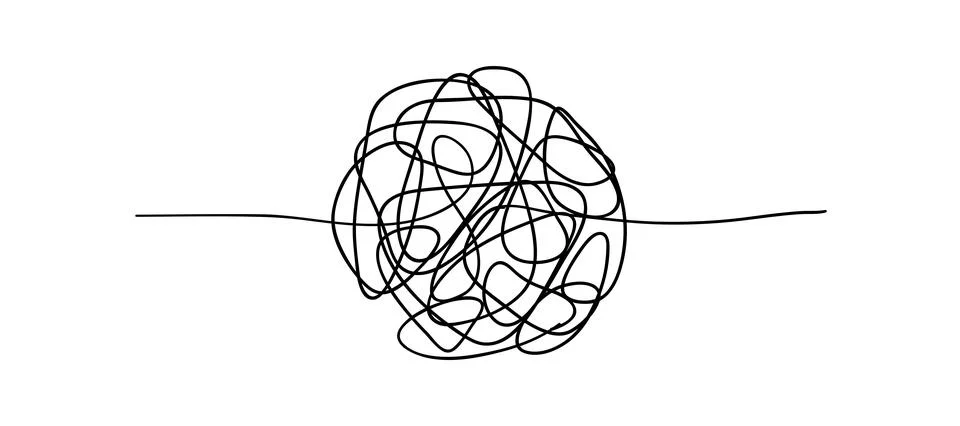Vector random chaotic lines isolated on white background. Stock Illustration