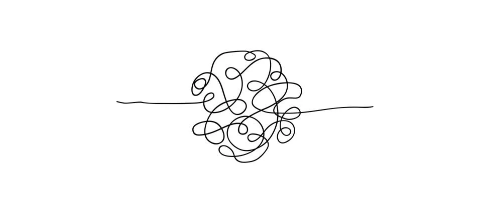 Vector random chaotic lines isolated on white background. Stock Illustration