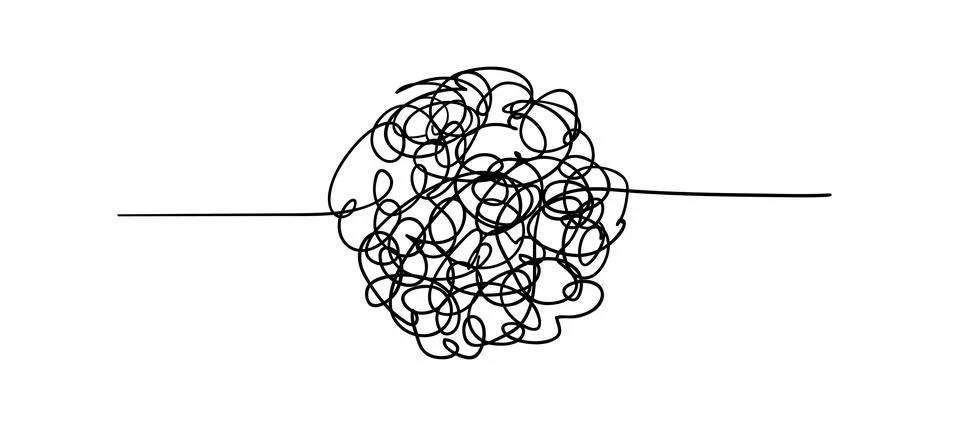 Vector random chaotic lines isolated on white background. Stock Illustration