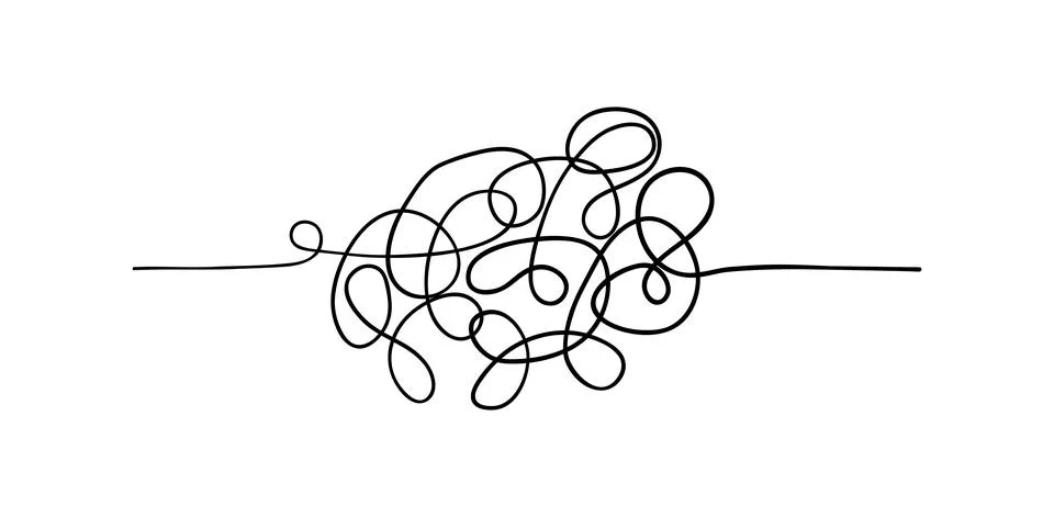 Vector random chaotic lines isolated on white background. Stock Illustration
