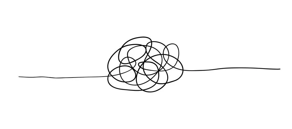 Vector random chaotic lines isolated on white background. Illustrazione stock