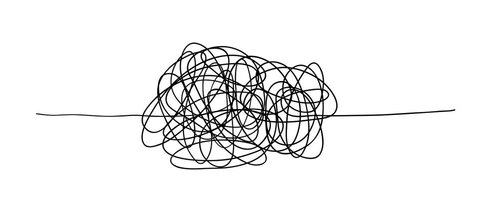 Vector random chaotic lines isolated on white background. Stock Illustration