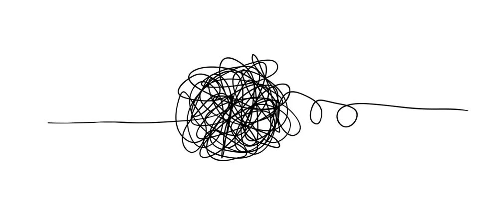 Vector random chaotic lines isolated on white background. Stock Illustration