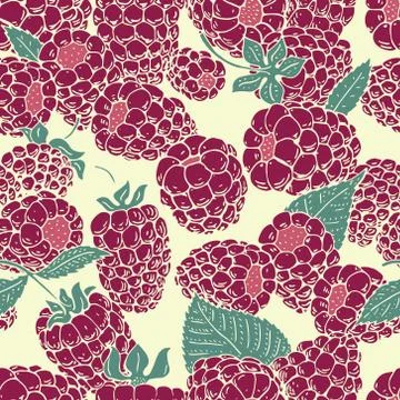 Vector raspberry seamless pattern. background, pattern, fabric design, wrap.. Stock Illustration