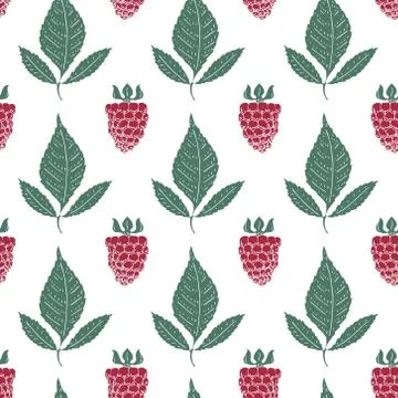Vector raspberry seamless pattern. background, pattern, fabric design, wrap.. Stock Illustration