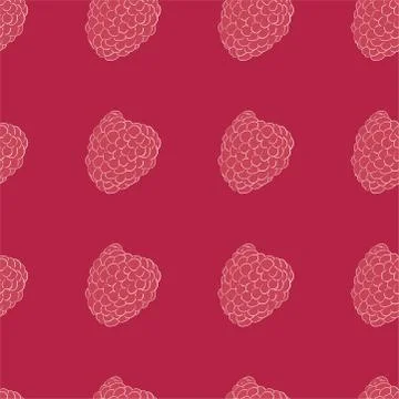 Vector raspberry seamless pattern. Color background berries Illustrazione stock