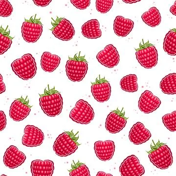 Vector Raspberry Seamless Pattern Stock Illustration