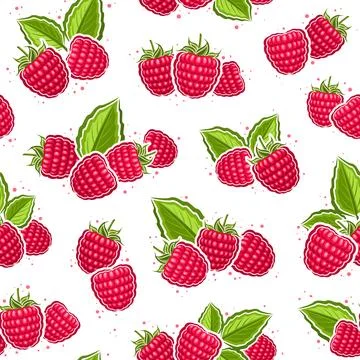 Vector Raspberry Seamless Pattern Stock Illustration