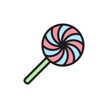 Vector rattle, lollipop, candy flat color icon. 스톡 일러스트