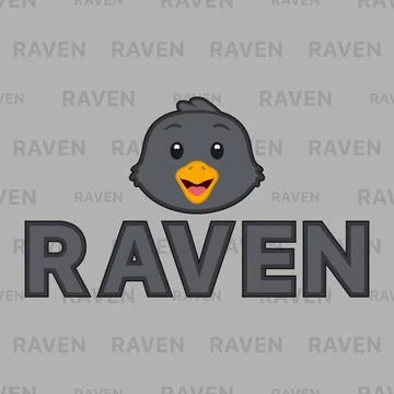 Vector raven logo with text Stock Illustration