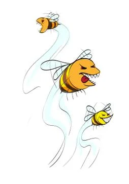 Vector ravenous wasp. Predatory insects in the cartoon style. Illustration of Stock Illustration