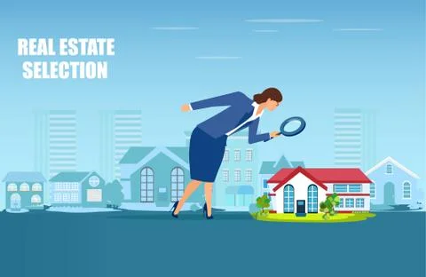 Vector of a real estate agent looking for a good real estate deal Stock Illustration