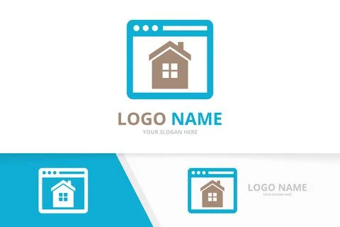 Vector real estate and browser logo combination. House and web page logotype Stock Illustration