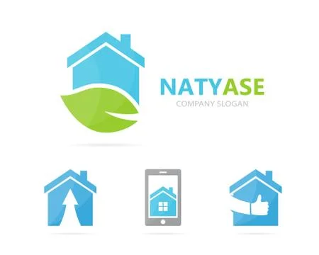 Vector of real estate and leaf logo combination. House and eco symbol or icon Stock Illustration