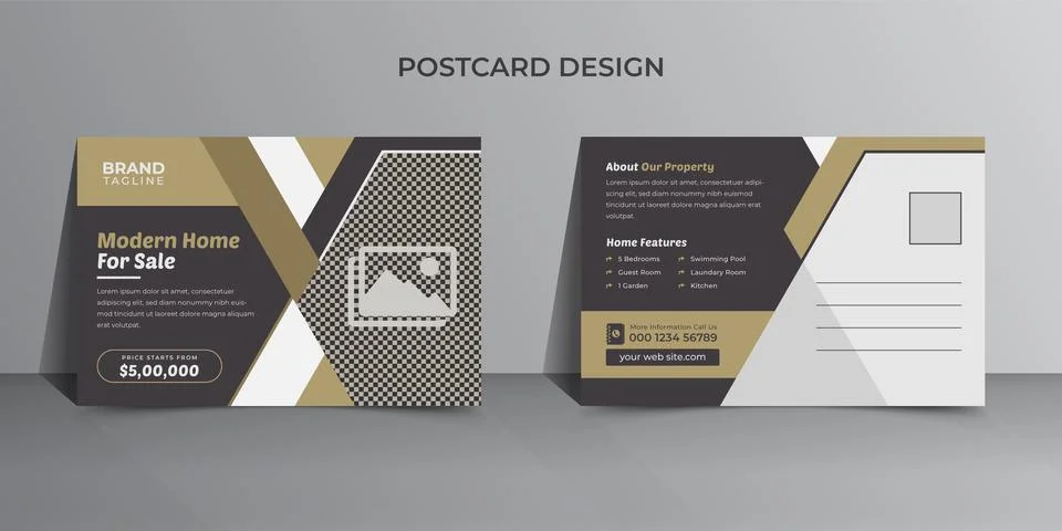 Vector real estate postcard template design Stock Illustration