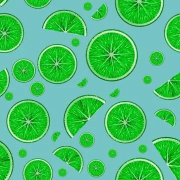 Vector real sliced lime leaves seamless pattern Stock Illustration