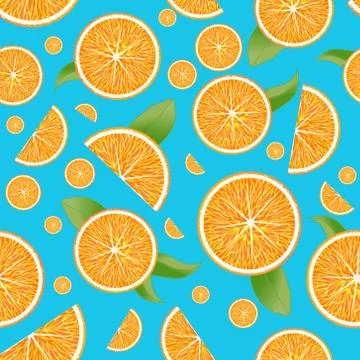 Vector real sliced orange leaves seamless pattern Stock Illustration