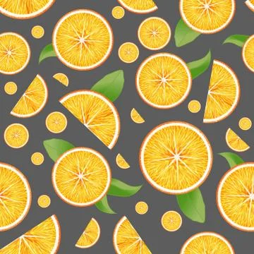 Vector real sliced orange leaves seamless pattern Stock Illustration