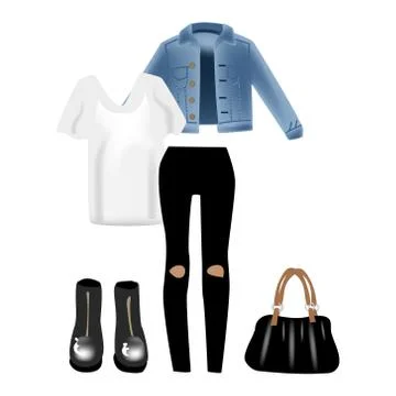 Vector realism illustration with modern look jeans denim jacket. Stock Illustration