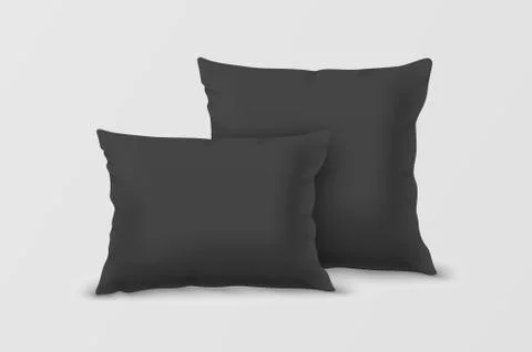 Vector Realistic 3d Black Pillow Set Closeup Isolated on White Background Illustrazione stock
