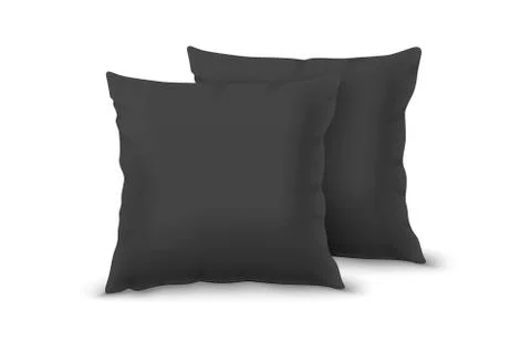 Vector Realistic 3d Black Pillow Set Closeup Isolated on White Background Stock Illustration