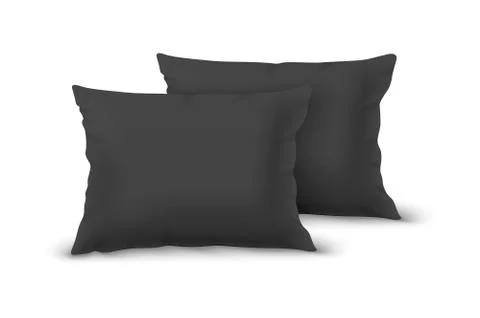 Vector Realistic 3d Black Pillow Set Closeup Isolated on White Background Illustrazione stock