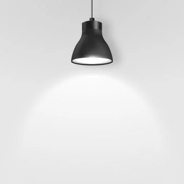Vector Realistic 3d Black Spotlight, Hang Ceiling Lamp or Chandelier on Rope Illustrazione stock
