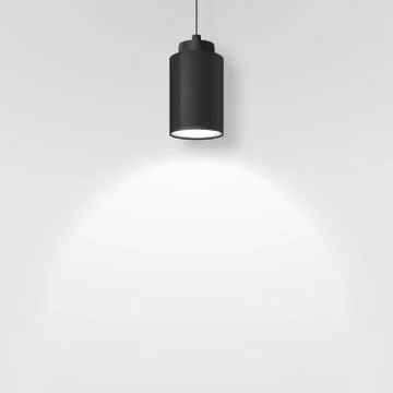Vector Realistic 3d Black Spotlight, Hang Ceiling Lamp or Chandelier on Rope Illustrazione stock