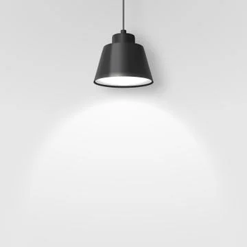 Vector Realistic 3d Black Spotlight, Hang Ceiling Lamp or Chandelier on Rope Illustrazione stock