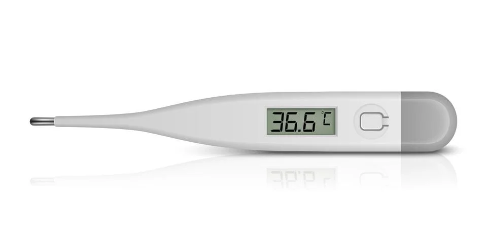 Vector Realistic 3d Celsius Electronic Medical Thermometer for Measuring Icon Stock Illustration