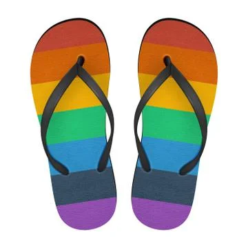 Vector Realistic 3d Colors of Rainbow Flip Flop Set Closeup Isolated on White 스톡 일러스트