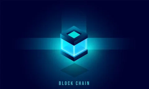 Vector realistic 3d cubes with blue glowing on dark blue background. lock cha 스톡 일러스트