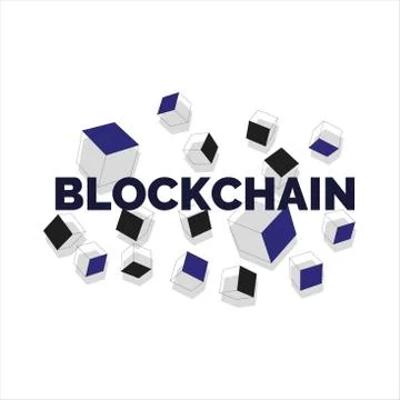 Vector realistic 3d cubes.Blockchain visual concept Stock Illustration