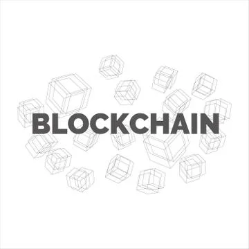 Vector realistic 3d cubes.Blockchain visual concept Stock Illustration