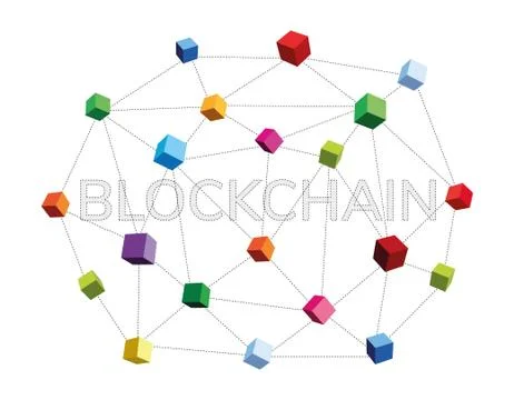 Vector realistic 3d cubes.Blockchain visual concept Stock Illustration