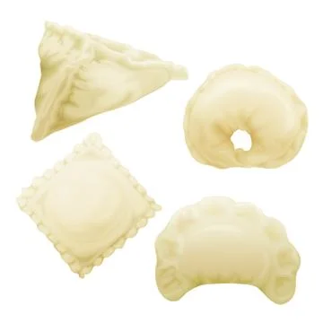 Vector realistic 3d dumplings ravioli vareniki イラスト素材