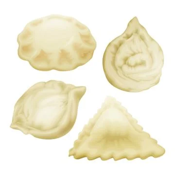 Vector realistic 3d dumplings set Stock Illustration