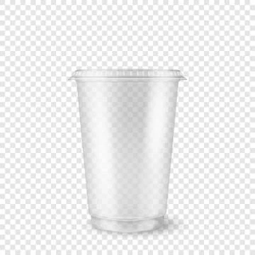 Vector realistic 3d empty clear plastic disposable cup closeup isolated on Stock Illustration