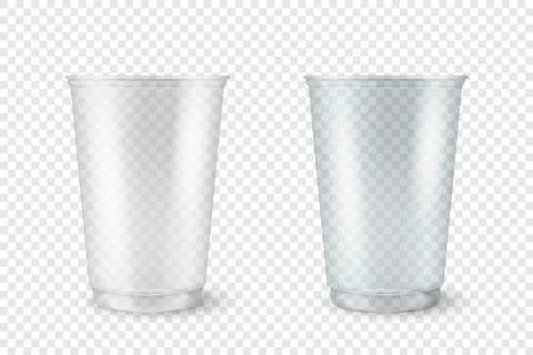 Vector Realistic 3d Empty Clear Plastic Opened, Closed Disposable Cup Set Stock Illustration