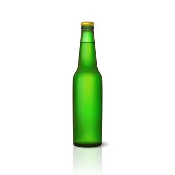 Vector realistic 3d empty glossy green beer bottle with cap icon closeup Stock Illustration